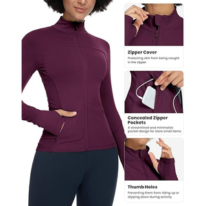 Full Zip Workout Top Women Lightweight Stretchy Jacket Soft Yoga Athletic Wear Comfort Nylon Spandex <b>Blend</b> - Product Image 2
