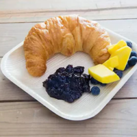 Assiettes carrées populaires en bois de palmier d'arec biodégradable beige de 9 pouces, non toxiques, jetables, résistantes au réfrigérateur, pour restaurants et mariages