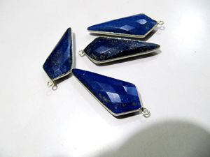 2 pièces. Lapis Lazuli naturel Briolette à facettes 15x35mm environ pointe de flèche simple boucle lunette connecteur breloques pendentifs - Product Image 4