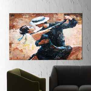 Lienzo de arte moderno con diseño de bailarines de tango elegantes - Arte impreso de pareja, 1P: Enmarcado tipo galería - Product Image 1