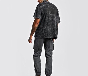 Gran oferta, camiseta desgastada, Camiseta holgada de manga corta con cuello redondo, camiseta de lavado con ácido en blanco de 240gsm para hombres y mujeres - Product Image 2