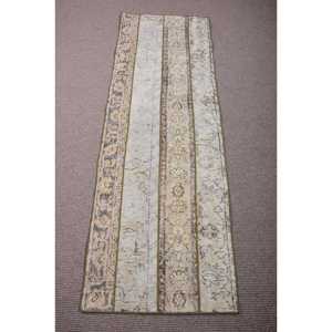 พรมขนาด 2.2x6.46 ฟุต, พรมตุรกีโบราณ, พรมขนสัตว์สีเบจ - Product Image 1
