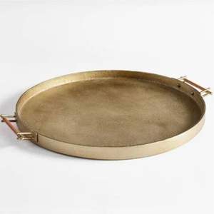 Wholesale Premium Polished Gold Finishing Round Metal Serving Tray | Heavy Duty <b>Decorative</b> Platter for Luxury Hotels & Catering - Product Image 2