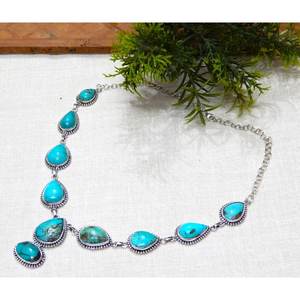 Collar de Plata de Ley 925 Hecho a Mano con Turquesa Azul Natural y Diamante para Mujer, Regalo - Product Image 5