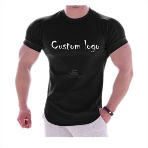 Camiseta informal de manga corta para hombre, ropa ajustada de Color sólido para hacer ejercicio, Top para correr, nueva moda - Product Image 6