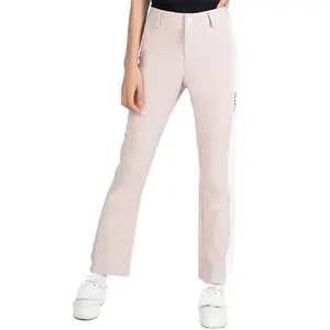 Golfist celana panjang ramping wanita, celana Golf tambal sulam pinggang tinggi bergaya Korea, celana olahraga panjang bersirkulasi dengan tas kecil