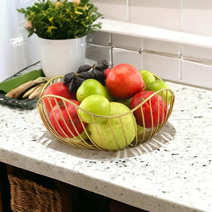 Cesta de almacenamiento de frutas de hierro de diseño único con acabado dorado más vendida, precio al por mayor, uso de cocina decorativo de mesa - Product Image 2