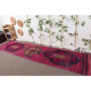 Tapis Kilim Style Turc Vintage 2.8X11.8 pieds Classique Rose Violet Patchwork Design Laine Jute avec Support en Latex pour Salon - Product Image 1
