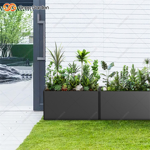 Jardinière carrée noire en acier galvanisé de 110 L pour extérieur, cour, pot de fleurs, décoration de jardin - Product Image 6