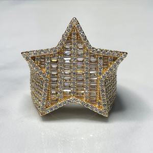 แหวนเพชรชุบทอง18K สุดหรูที่มีลวดลายรูปดาวพราวสำหรับโอกาสพิเศษพร้อมขาย - Product Image 4