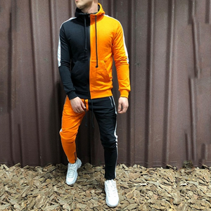 Survêtements de sport bicolores pour hommes, vestes et pantalons à capuche avec rayures latérales, survêtements d'hiver - Product Image 6