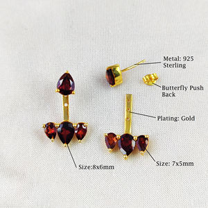 Natural Peridot Gemstone Teardrop Shape Gold Vermeil 925Sterling Silver Prong Set Ear <b>Jacket</b> Gemstone Silver Earrings Ear <b>Jacket</b> - Product Image 5