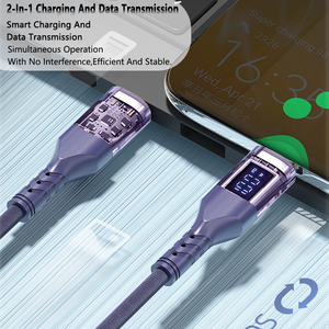 Nylon Braided Digital <strong>Display</strong> Data <strong>Cable</strong> 100W High Power Transparent 3A Fast Charging Type-C Type-C USB <strong>Cable</strong> for Camera - Product Image 6