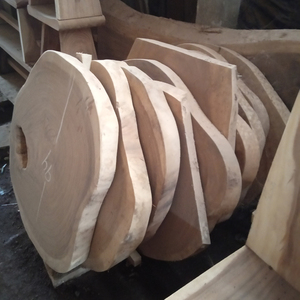 Mesa de Centro Convertible de Madera Suar con Borde Natural, Madera Maciza Ecológica, Altura Ajustable, Muebles Contemporáneos para Sala de Estar - Product Image 2