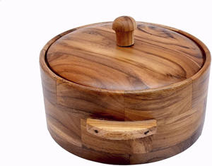 Vaisselle marmite avec couvercle pour la maison hôtel ustensiles de cuisine restaurant Chapati service marmite décorative taille personnalisée marmite en bois - Product Image 2