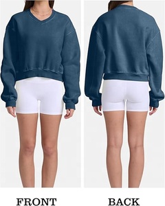 Sudaderas de algodón al por mayor para mujer, sudaderas de manga larga para gimnasio, tops cortos, sudaderas con capucha cortas con LOGO personalizado para mujer - Product Image 5