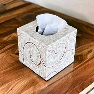 Porte-boîte à mouchoirs en tissu incrusté d'os de luxe fait à la main vente en gros de l'Inde pour la décoration de table - Product Image 1