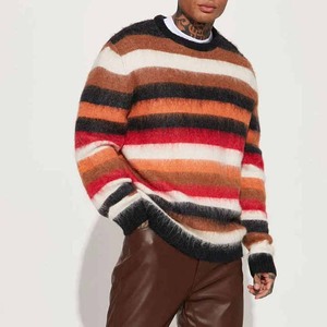 Pull en mohair pour homme, dernier design OEM, pulls d'hiver à manches longues, tricot respirant, contraste sur le devant, anti-rides, séchage rapide - Product Image 4