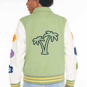 Ropa de invierno Chaqueta varisty de moda para hombres y ropa deportiva de cuello redondo Chaqueta universitaria de manga corta de cuero - Product Image 3