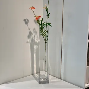 VXV0422 - Unique <b>Square</b> Concave Glass <b>Vase</b> - 4 x 22 - Product Image 2