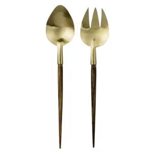 Wooden Salad Servers and <b>Tongs</b> Kitchen Tools Set for <b>Serving</b> - Product Image 4