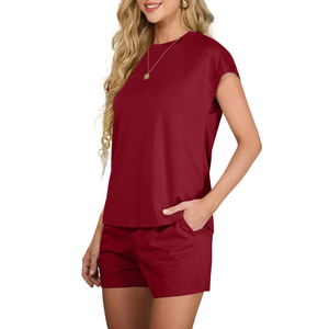 Women's Wholesale Vibrant Colors and Custom Print Shorts Set Relaxed T-Shirt & Comfy Shorts Trendy <b>Summer</b> Wear - Product Image 4