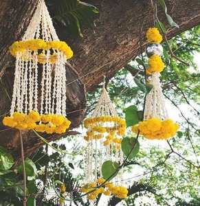 Candelabro Jhoomer de lujo con guirnalda de nardo y rosas pequeñas estilo Simple Artificial para techo balcón decoración de jardín - Product Image 2