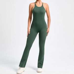 Combinaison de yoga côtelée pour femmes, vêtements de sport pour le pilates, vêtements de sport d'été, combinaisons de sport pour la salle de sport, vêtements de sport actifs, OEM personnalisé, combinaisons de jeu - Product Image 4