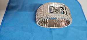 VVS Moissanite White Gold Stainless Steel Mechanical <b>Watch</b> Fully Iced Square <b>Case</b> with Glass Dial Window - Product Image 3