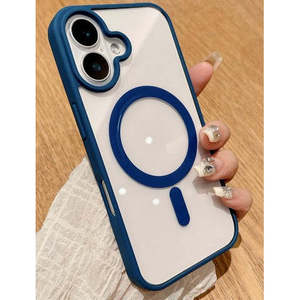 Funda Transparente Híbrida para iPhone 17 2025 con Anillo Magnético y Borde Azul - Product Image 1