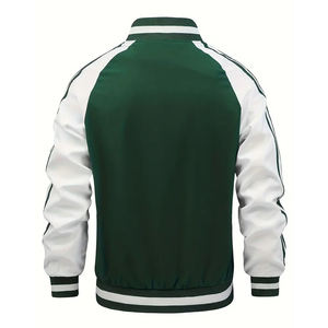 Blouson aviateur de baseball à manches raglan à blocs de couleurs pour hommes vêtements de sport personnalisés Streetwear décontracté veste zippée en gros - Product Image 2