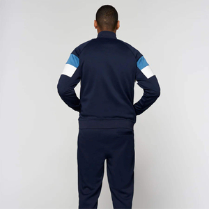 Ensemble de survêtement bleu marine personnalisé pour hommes, ensemble d'entraînement avec panneaux contrastés, vêtements de sport, haut zippé et pantalon de jogging - Product Image 5