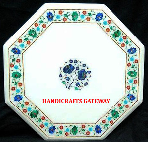 ท็อปโต๊ะหินอ่อนสีขาวแบบฝังสำหรับตกแต่งภายในชั้นสูงตามต้องการสำหรับใช้ตกแต่งภายใน - Product Image 1