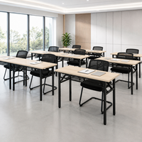 Table de conférence pliable pour salle de séminaire, en panneau de particules E1 de 25 mm avec plateau en mélamine, structure en acier, gain de place, pour école et bureau