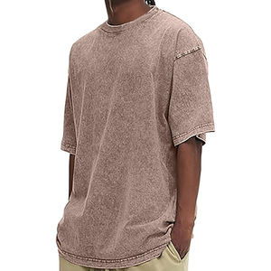 Usine Logo personnalisé imprimé 100% coton unisexe Vintage surdimensionné acide lavage T-Shirt léger blanc hommes grande taille tricoté - Product Image 6