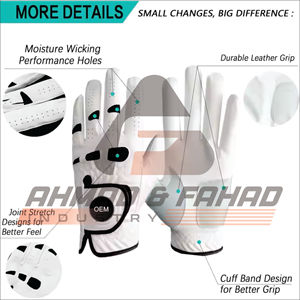 Fabricant de gants de golf personnalisés pour hommes, en cuir véritable PU respirant (agneau), antidérapants pour le sport gauche et droit. - Product Image 1