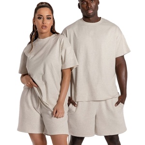 ชุดวอร์ม2ชิ้นระบายอากาศได้ดีสำหรับชายและหญิงชุดออกกำลังกายผ้าฝ้ายพิมพ์ลายแขนสั้นสไตล์สตรีทสูงสำหรับฤดูร้อน - Product Image 1