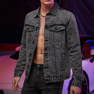 Veste en jean tendance pour hommes vente en gros Veste en jean noire coupe ajustée nouveau style pour hommes - Product Image 4