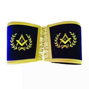 Manchettes de gantelets maçonniques-Grand Master Bullion brodé avec frange-Violet - Product Image 2