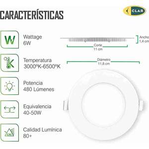 Downlight LED encastré rond 6W avec 480lm de luminosité, produit haute efficacité dans la catégorie des downlights - Product Image 3
