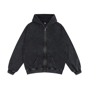 Conjuntos de Sudadera con Capucha Extra Grande de Alta Calidad, Lavada al Ácido, con Cremallera, de Algodón Personalizado, Felpa Francesa para Invierno - Product Image 3