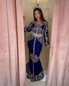 Broderie élégante sur belle robe caftan bleu royal avec perles de verre cristal embellies, pierre, séquence, travail dabka @ 2024 - Product Image 1