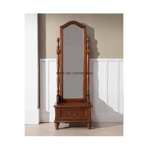 Miroir mural de forme unique en bois de luxe moderne, cadre antique en bois brun brossé fait à la main, décoratif pour le mur - Product Image 2