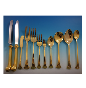 Ensemble de couverts élégant en laiton avec poignée en feuille couleur or pour la maison hôtel restaurant ensembles de couverts en acier miroir - Product Image 5