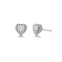 Boucles d'oreilles élégantes et tendance en forme de cœur avec diamants de laboratoire certifiés IGI, couleur D/E/F, or, or rose, or blanc, argent, cadeau de fiançailles pour femme