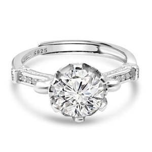 NOVAMART Fine Zarkan 925 <b>Silver</b> <b>Solitaire</b> <b>Ring</b> with Radiant Cut American Diamond Rhodium Plated Statement Piece for Engagement o - Product Image 2