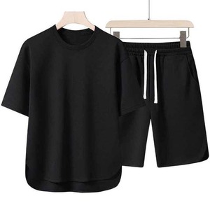 Conjuntos Deportivos de Verano 100% Algodón, Pantalones Cortos Deportivos con Logotipo Personalizado, Conjuntos Casuales para Hombre, Conjuntos Dobles - Product Image 3