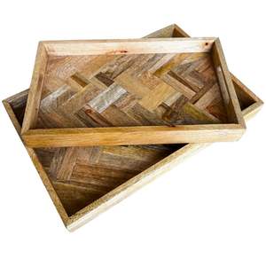 Plateau de service en bois rectangulaire, plateau de petit-déjeuner en bois, plus durable, organisateur de cuisine et de service, ensemble cadeau disponible - Product Image 1