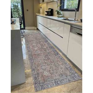 Floral Moroccan Chenille <b>Rug</b>: <b>Navy</b> <b>Blue</b> Accent <b>Rug</b>,With Pile Soft <b>Rug</b> - Product Image 5