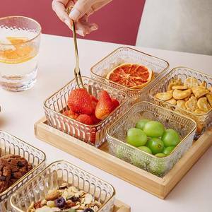 Bol décoratif en verre design avec plateau en bois élégant Centre de table élégant pour la maison, la cuisine, la salle à manger et le salon - Product Image 5